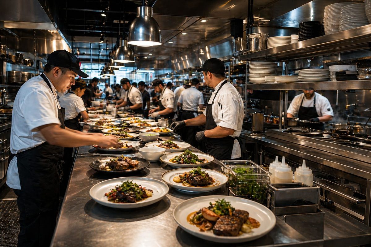 High-volume kitchen in full service